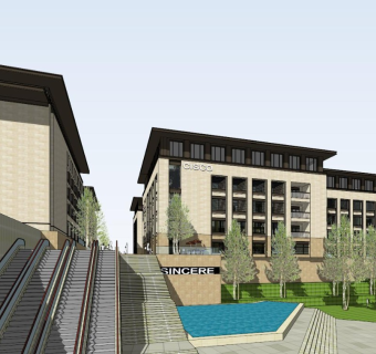 新中式风格办公楼su模型下载